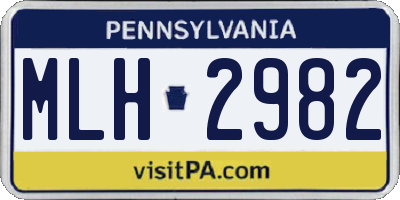 PA license plate MLH2982