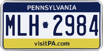 PA license plate MLH2984