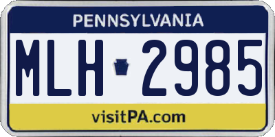 PA license plate MLH2985