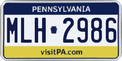 PA license plate MLH2986