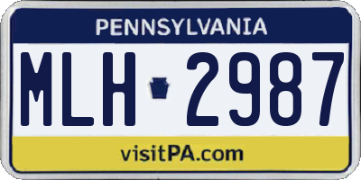 PA license plate MLH2987