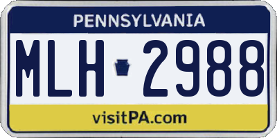 PA license plate MLH2988