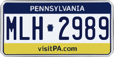 PA license plate MLH2989