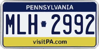 PA license plate MLH2992