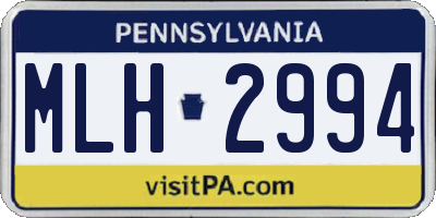 PA license plate MLH2994