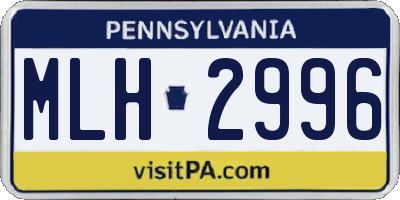 PA license plate MLH2996