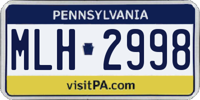PA license plate MLH2998
