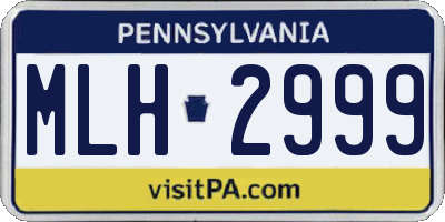 PA license plate MLH2999