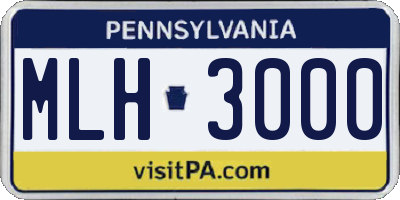 PA license plate MLH3000