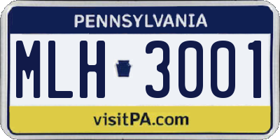 PA license plate MLH3001
