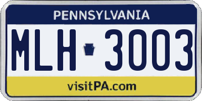PA license plate MLH3003