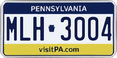 PA license plate MLH3004
