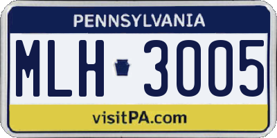 PA license plate MLH3005
