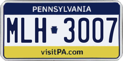 PA license plate MLH3007