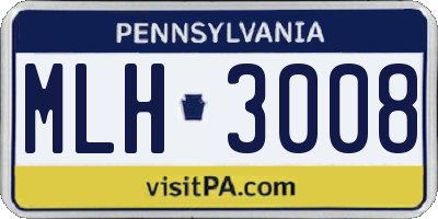 PA license plate MLH3008