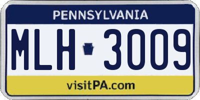 PA license plate MLH3009