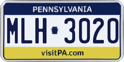 PA license plate MLH3020
