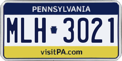 PA license plate MLH3021