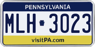 PA license plate MLH3023