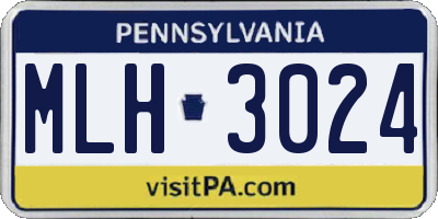 PA license plate MLH3024
