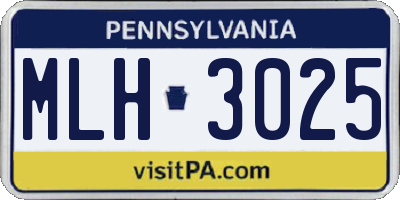 PA license plate MLH3025