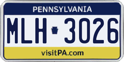 PA license plate MLH3026