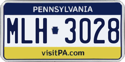 PA license plate MLH3028