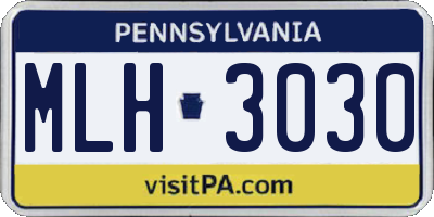 PA license plate MLH3030