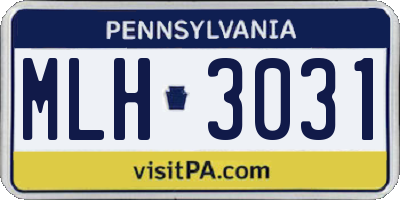 PA license plate MLH3031