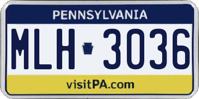 PA license plate MLH3036