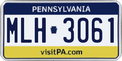 PA license plate MLH3061