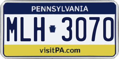 PA license plate MLH3070