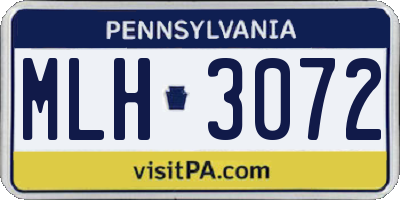 PA license plate MLH3072
