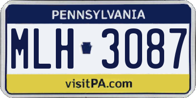 PA license plate MLH3087