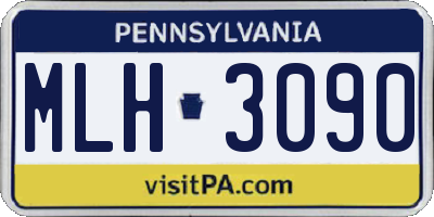 PA license plate MLH3090