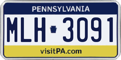 PA license plate MLH3091