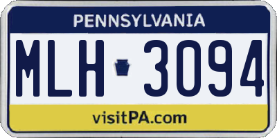 PA license plate MLH3094