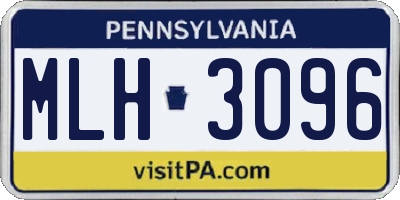 PA license plate MLH3096