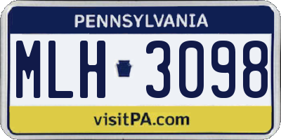 PA license plate MLH3098