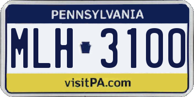 PA license plate MLH3100