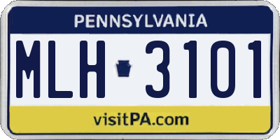 PA license plate MLH3101