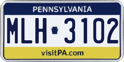 PA license plate MLH3102