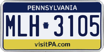 PA license plate MLH3105