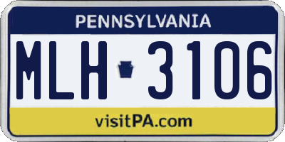 PA license plate MLH3106