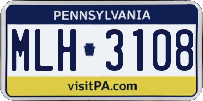 PA license plate MLH3108