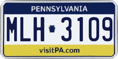 PA license plate MLH3109