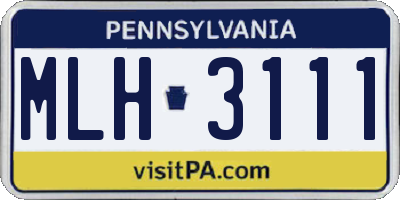 PA license plate MLH3111