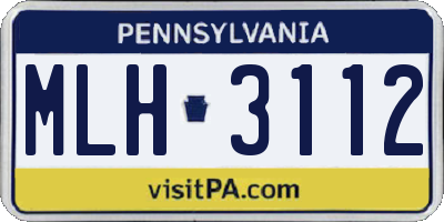 PA license plate MLH3112