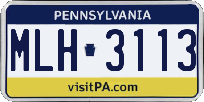 PA license plate MLH3113