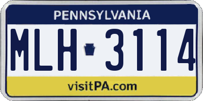 PA license plate MLH3114
